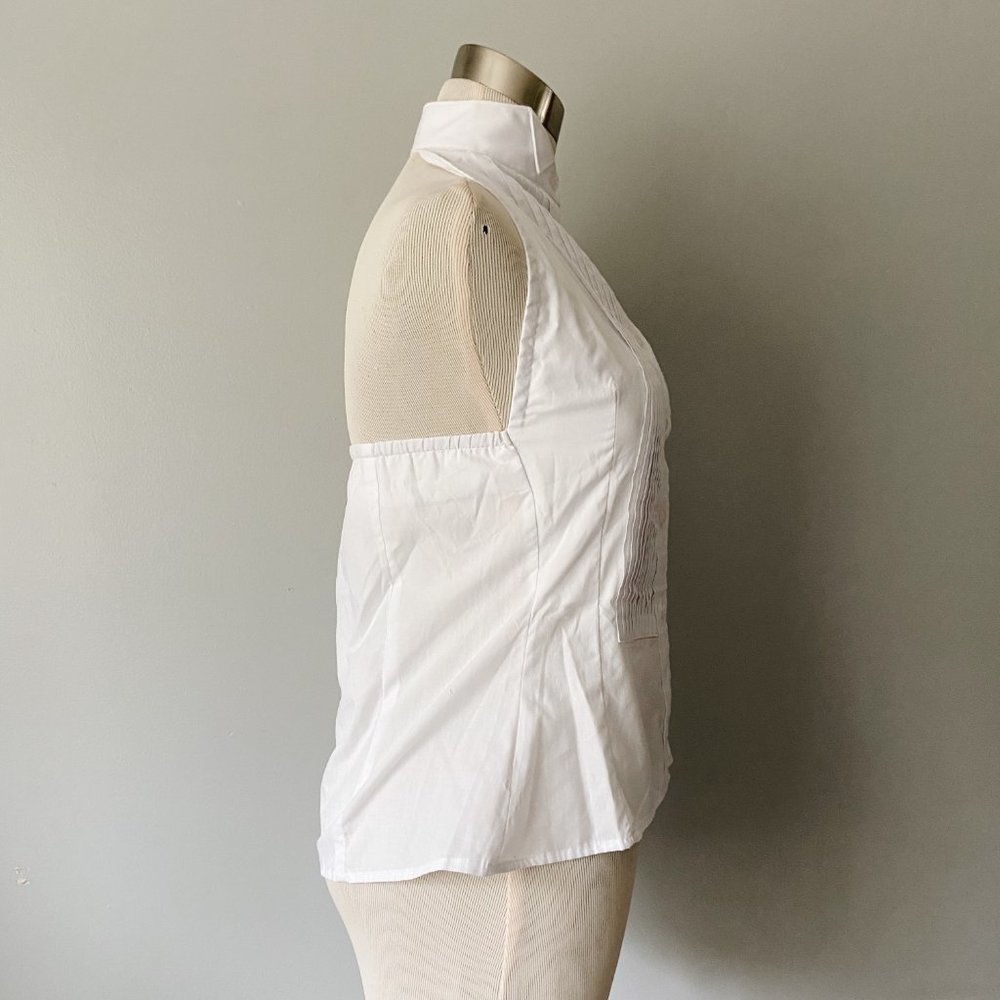 White Button High Neck Sleeveless Halter Top - XS - Picture 3 of 8